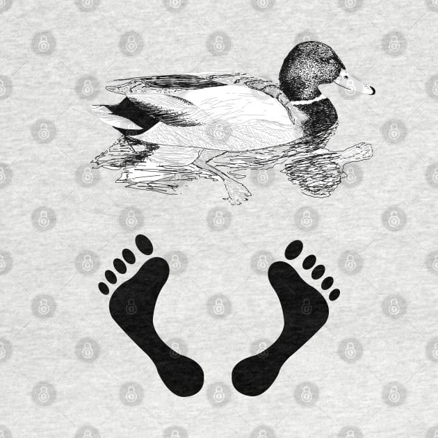 Hand drawn Duck (Mallard) with Feets - Duck Feet joke by jitkaegressy